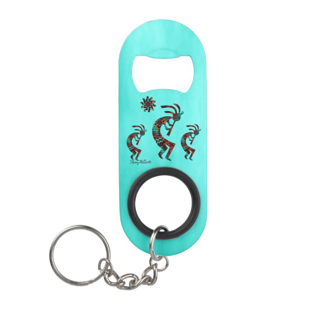 Three Southwest Kokopelli Keychain Bottle Opener (Front)