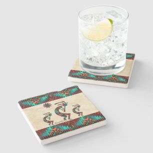 Three Southwest Kokopelli Stone Coaster