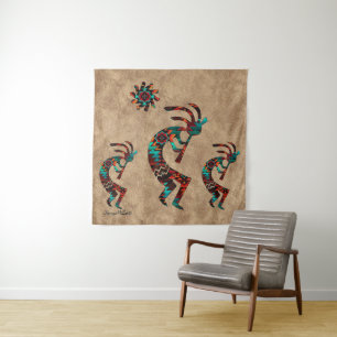 Three Southwest Kokopelli Tapestry