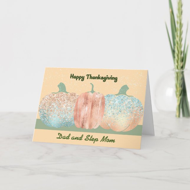 Three Sparkly Pumpkins for Thanksgiving Card (Front)