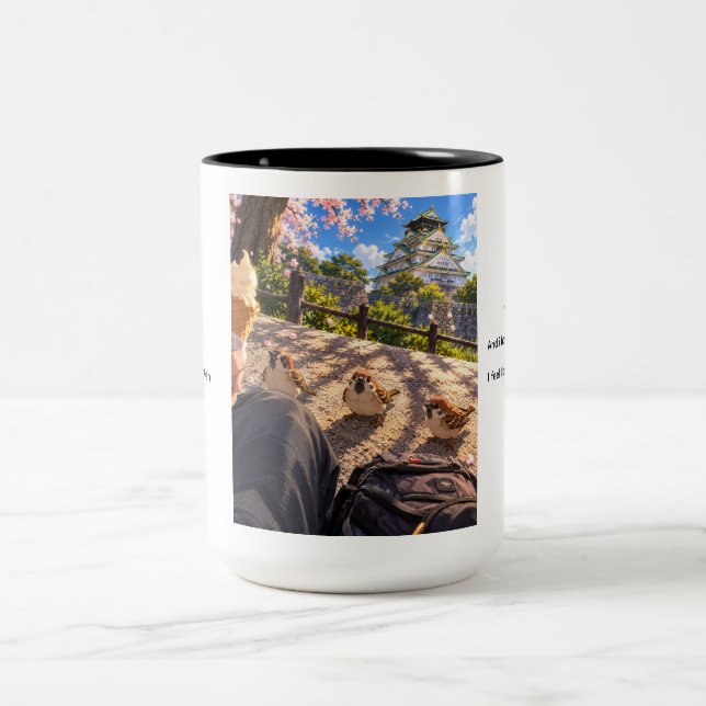 Three sparrow Two-Tone coffee mug (Center)