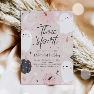 Three Spirit Boho Halloween Ghost 3rd Birthday Invitation