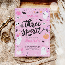 Three Spirit Cute Halloween Ghost 3rd Birthday