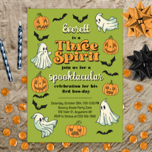 Three Spirit Ghost Third Halloween Fall Birthday Invitation