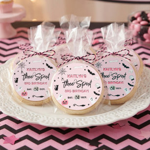 Three Spirit! Girls Halloween 3rd Birthday Party Classic Round Sticker