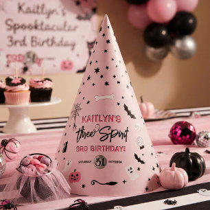 Three Spirit! Girls Halloween 3rd Birthday Party Hat