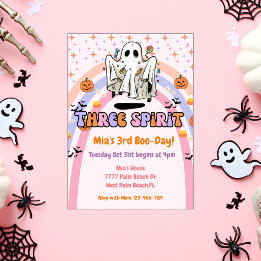 Three Spirit Groovy Ghost Halloween 3rd Birthday  Invitation