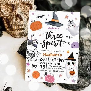 Three Spirit Halloween 3rd Birthday  Invitation