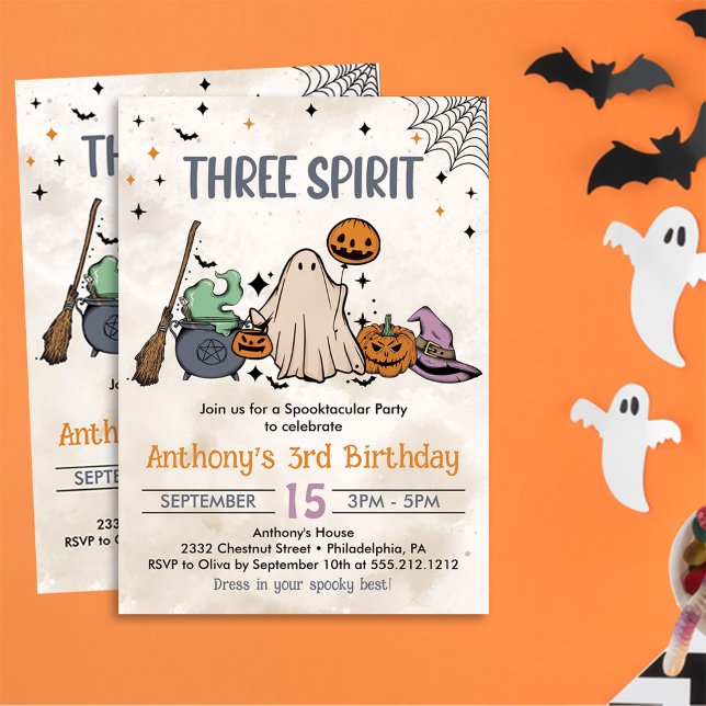 Three Spirit Halloween 3rd Birthday Party Invitation (Creator Uploaded)