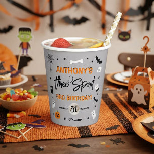 Three Spirit! Halloween 3rd Birthday Party Paper Cups