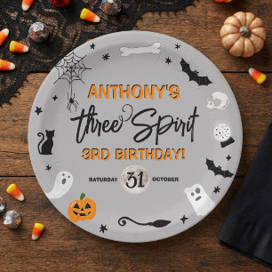 Three Spirit! Halloween 3rd Birthday Party Paper Plate