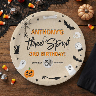 Three Spirit! Halloween 3rd Birthday Party Paper Plate