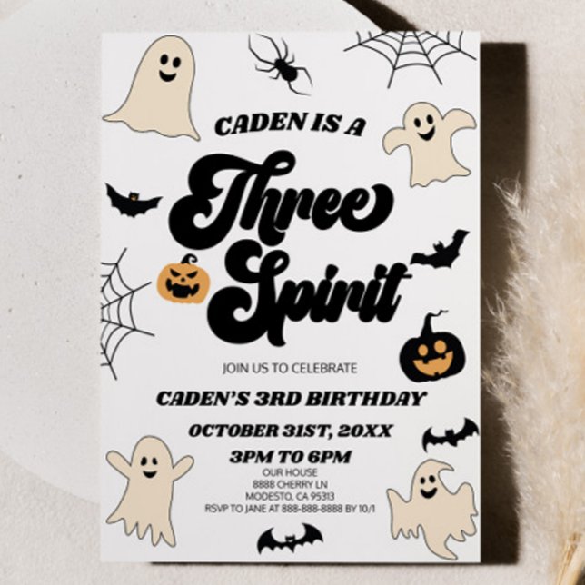 Three Spirit Halloween 3rd Third Birthday Party Invitation (Creator Uploaded)