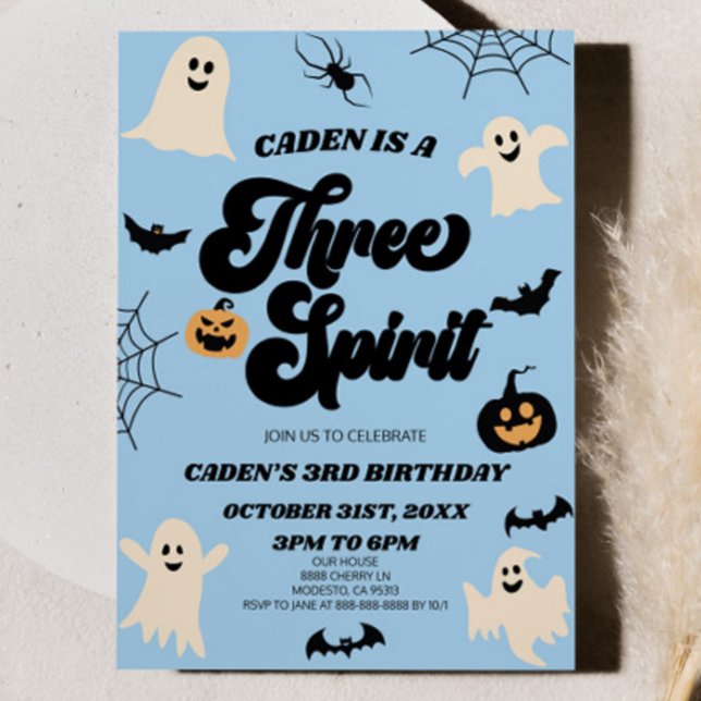 Three Spirit Halloween 3rd Third Birthday Party Invitation (Creator Uploaded)