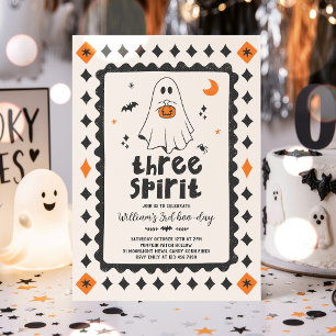 Three Spirit Halloween Boy Ghost 3rd Birthday Invitation