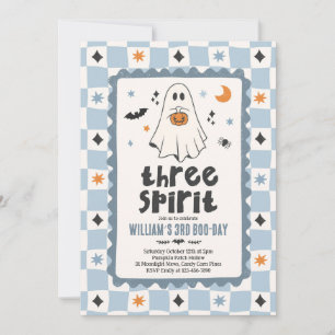 Three Spirit Halloween Boy Ghost 3rd Birthday Invitation