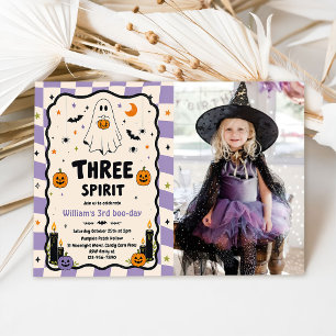 Three Spirit Halloween Ghost 3rd Birthday Photo Invitation