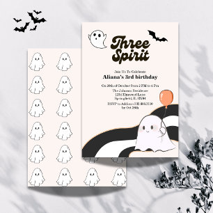 Three Spirit Retro Halloween 3rd Birthday Party  Invitation