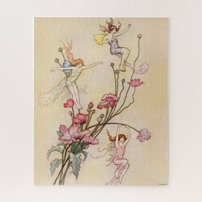 “Three Spirits Mad With Joy” by Warwick Goble Jigsaw Puzzle (Vertical)