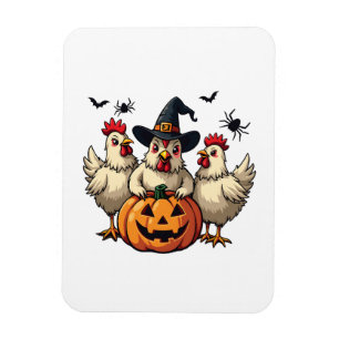 Three Spooky Halloween Chickens Farmer Fall Witch Magnet