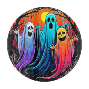 Three Spooky Halloween Ghosts Design Cutting Board