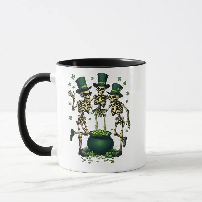 Three Spooky Halloween Irish Skeleton Dancing  Mug (Left)