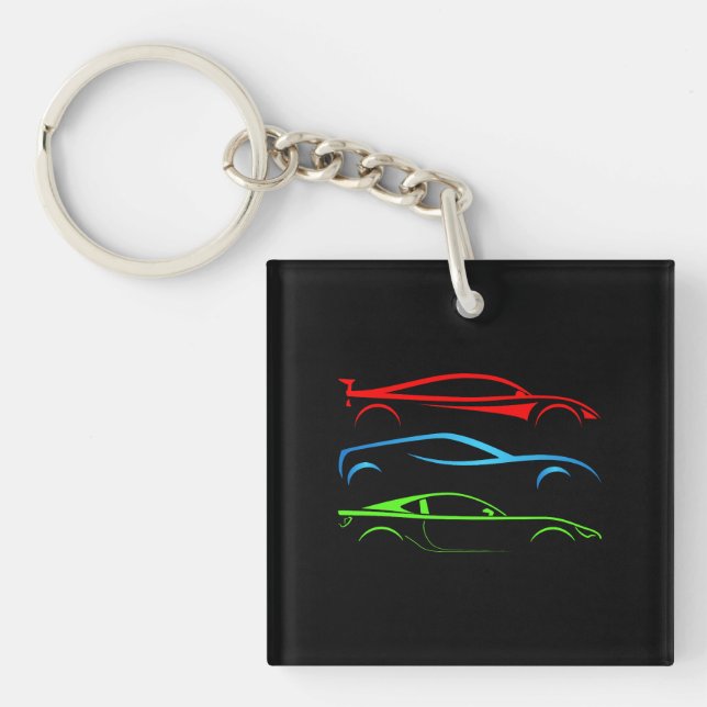 Three Sports Cars Key Ring (Front)