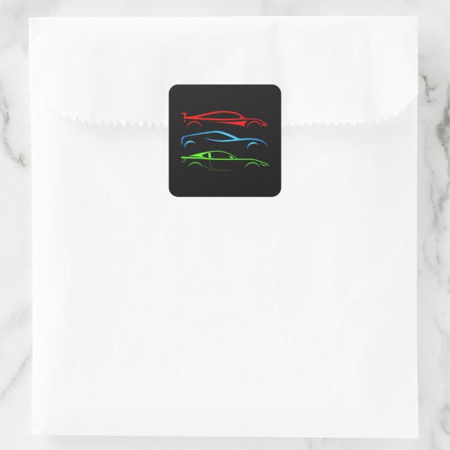 Three Sports Cars Square Sticker (Bag)
