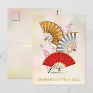 Three spring fans postcard