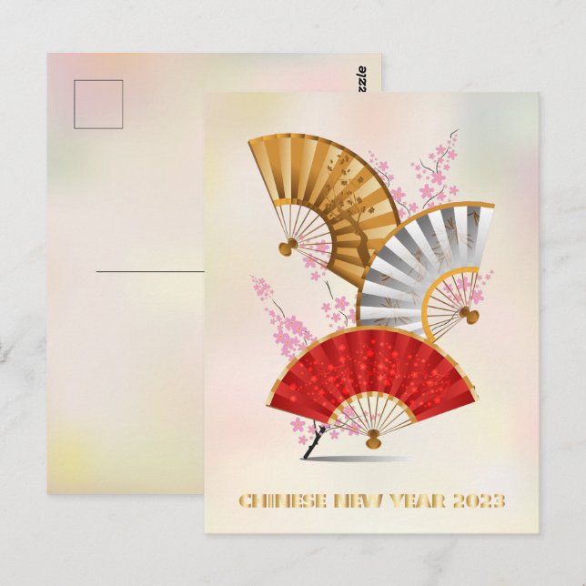 Three spring fans postcard (Front/Back)