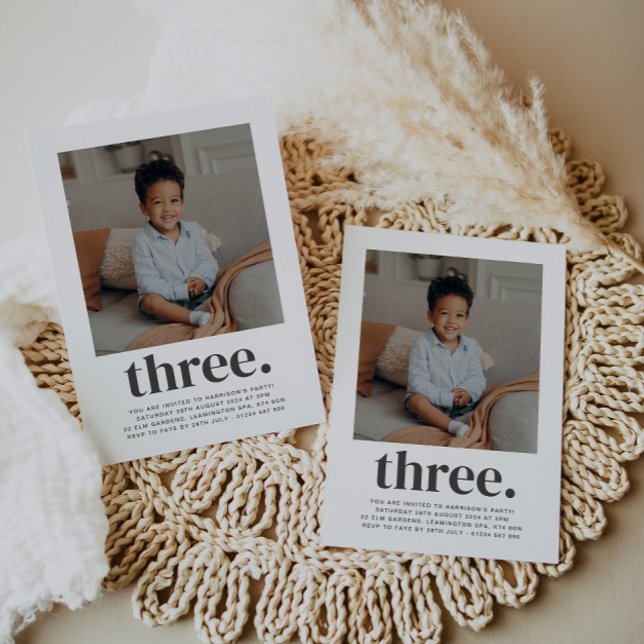 Three- Square Photo Birthday Invitation (Creator Uploaded)