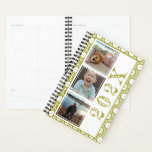 Three Square Photos Geometric Yearly Photo Planner<br><div class="desc">Add your photos (square works best,  but you can customise others to fit by customising further) to this fun,  geometric patterned planner!  Add the year to the front and your name to the back for a pretty custom planner that will inspire and motivate you to get organised!</div>