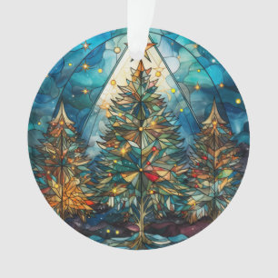 Three Stained Glass Trees Ornament