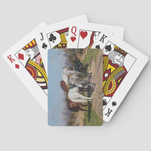 Three Stallion Horses (by Rosa Bonheur) Playing Cards (Back)