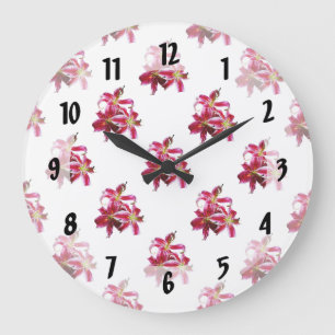 Three Stargazer Lilies Large Clock