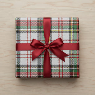 Three Stewart Plaid Wrapping Paper Sheets