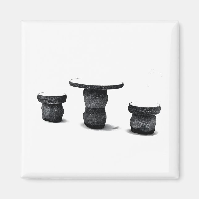 Three Stone Round Benches Snow Photo magnet (Front)
