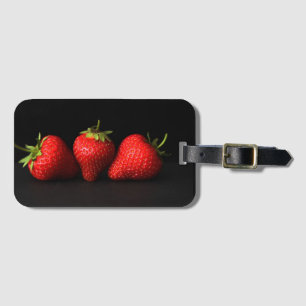 Three Strawberries On Black bc ltcna Luggage Tag