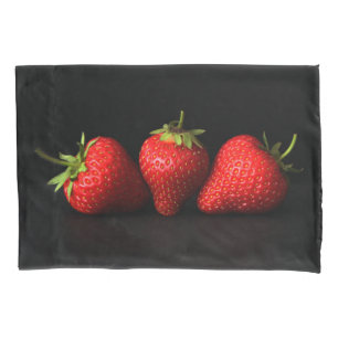 Three Strawberries On Black bedpccn Pillow Case