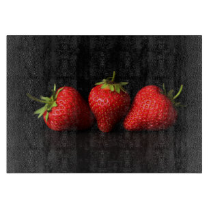 Three Strawberries On Black cbcna Cutting Board