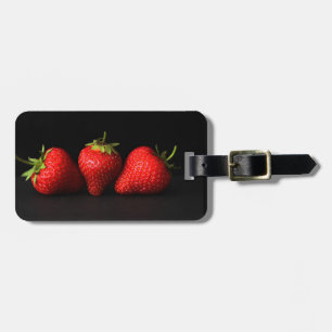 Three Strawberries On Black cd ltcna Luggage Tag