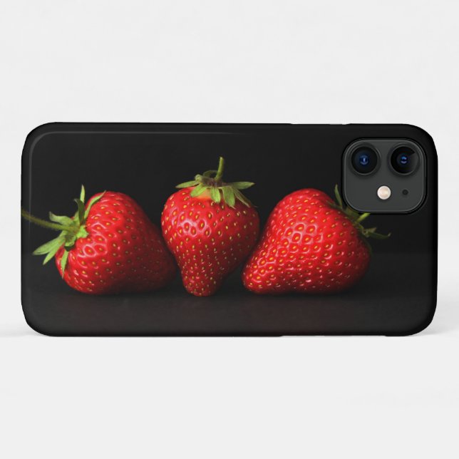 Three Strawberries On Black iphcnm Case-Mate iPhone Case (Back (Horizontal))