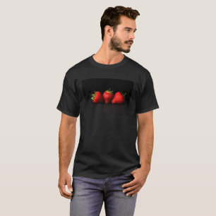 Three Strawberries On Black Mens cn T-Shirt
