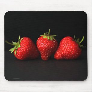 Three Strawberries On Black mpm Mouse Mat