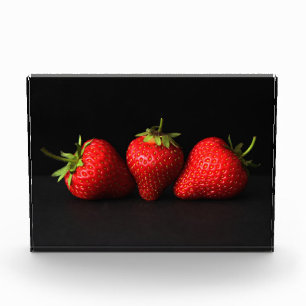 Three Strawberries On Black pbcna Photo Block