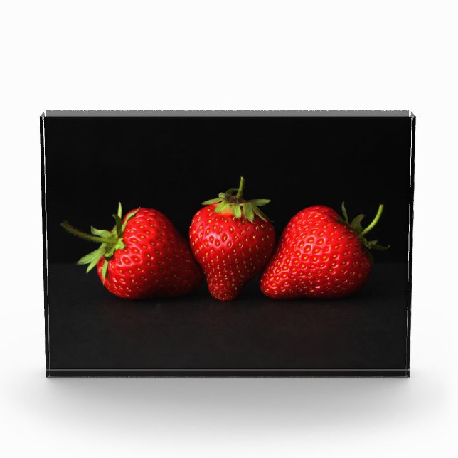 Three Strawberries On Black pbcnm Photo Block (Front)