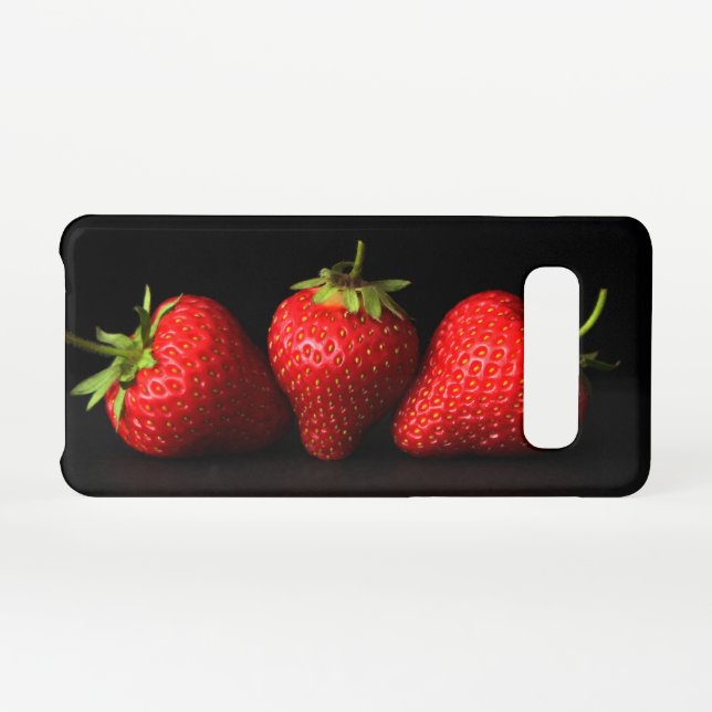 Three Strawberries On Black sgcna Samsung Galaxy Case (Back Horizontal)