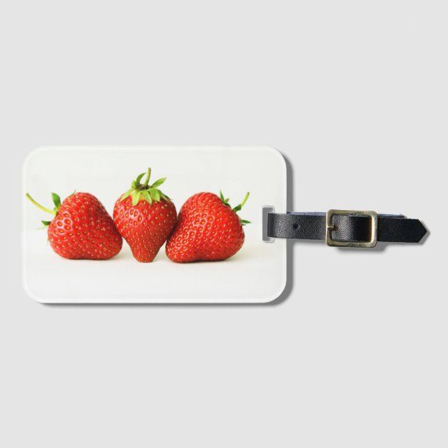Three Strawberries On White bc ltcna Luggage Tag (Front Horizontal)