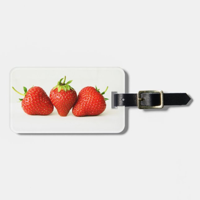 Three Strawberries On White cd ltcnm Luggage Tag (Front Horizontal)