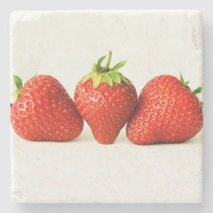 Three Strawberries On White coastercna Stone Coaster